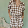 The Silky Paper Bag Short - Gingham In Cafe Au Lait