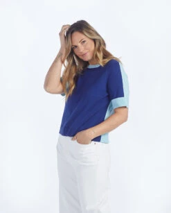 The Colorblock Crew Short Sleeve Sweater - Deep Sea & Sky 10 The Colorblock Crew Short Sleeve Sweater - Deep Sea & Sky -Cheap Sunset Bikini Store 1 ModelFront 0a7e0f59 2aad 4bb7 8814 6bc18b5a44ba