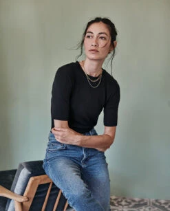 The Softest Ribbed Elbow Sleeve T-Shirt - Sea Urchin