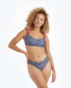 The Limited-Edition High Leg Mid Rise Bikini Bottom - In Bloom In Deep Sea