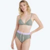 The Triangle Bikini Top - Gingham In Lavender & Ivy
