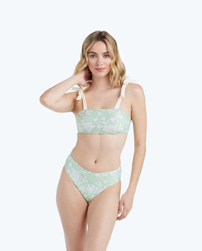 The Limited-Edition High Leg Mid Rise Bikini Bottom - Vintage Floral In Ivy 1 The Limited-Edition High Leg Mid Rise Bikini Bottom - Vintage Floral In Ivy