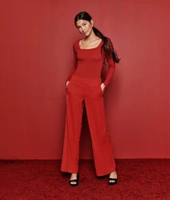 The Square Neck Day To Night Bodysuit: TENCEL™ Edition - Lava