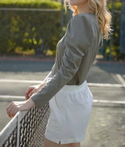 The Luxe Pima Long-Sleeve Statement Tee - Agave