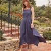The Coastal Poplin Smocked-Back Maxi Dress - Midnight