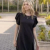 The Luxe Pima Twist-Sleeve T-Shirt Dress - Sea Urchin