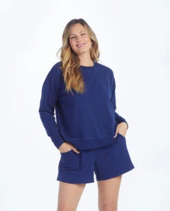 The Softest French Terry Lounge Shorts - Baltic -Cheap Sunset Bikini Store 1 ModelFront 90484c45 869e 4f29 9ba4 79d87d789492