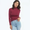 The Softest Ribbed Long Sleeve Mock Neck - Pinot
