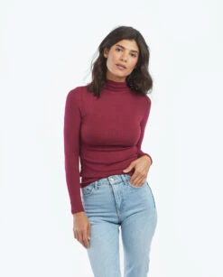 The Softest Ribbed Long Sleeve Mock Neck - Pinot