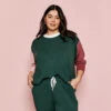 The Softest French Terry Relaxed Colorblock Crew - Eden & Shell & Rosewood