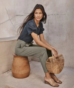 The Luxe Pima Twist-Sleeve Tee - Midnight