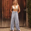 The Easy Breezy Eco Voile Wrap Pant - Cabana Stripe In Blue Mountain