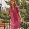 The Luxe Pima V-Neck Mini Dress - Punch & Currant