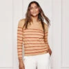 The Luxe Pima Long Sleeve Tee - Toffee & Lava Stripe