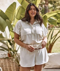 The Towel Terry Drawstring Shorts - White Sand