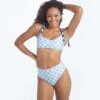 The High Leg High Rise Bikini Bottom - Gingham In Cloud