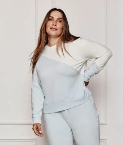 The Softest French Terry Pullover - Powder Blue & White Sand -Cheap Sunset Bikini Store 1 ModelFront f2a9ac8d 3ad9 4e53 929e 9f8e5b107088