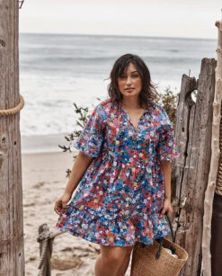 The Tie Neck Tiered Dress - Painted Meadows