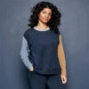 The Softest French Terry Relaxed Colorblock Crew - Midnight & Slate & Toffee