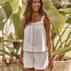 The Towel Terry Button-Front Tank - White Sand