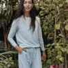 The Softest French Terry Pullover - Powder Blue & White Sand