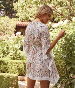 The Easy Breezy Eco Voile Short Caftan Cover-Up - Kaleidoscope In Rainbow -Cheap Sunset Bikini Store 2 ModelBack 71a9ad8d 1564 472a 9133 ec2ee67efbbf