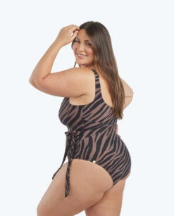 The Perfect Wrap One-Piece - Modern Zebra In Chocolate & Sea Urchin -Cheap Sunset Bikini Store 2 ModelBack a283da12 231f 46de 811a 744d13d71bdc