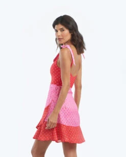 The Short Beach To Brunch Wrap Skirt - Square Dot In Flamingo & Hibiscus -Cheap Sunset Bikini Store 2 ModelBack aa3dac56 42f7 44f0 973f 65cf72acef98