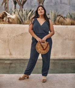 The Going Places Gauze Tie-Shoulder Jumpsuit - Midnight -Cheap Sunset Bikini Store 2 ModelBack c613f767 7f64 446f 9d0a 829b66f4a5b4