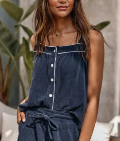 The Towel Terry Button-Front Tank - Midnight -Cheap Sunset Bikini Store 3 ModelBack d1b9e19b af95 4cee 8ffc 647cc4b2304f