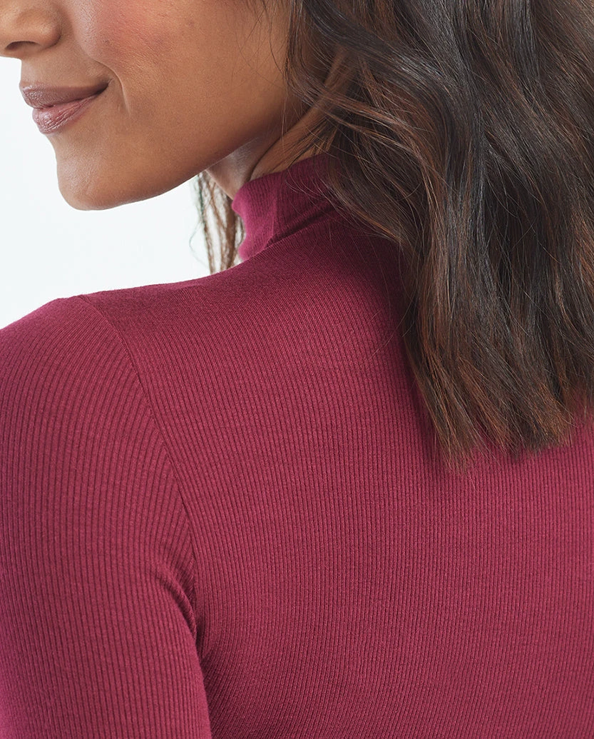 The Softest Ribbed Long Sleeve Mock Neck - Pinot 3 The Softest Ribbed Long Sleeve Mock Neck - Pinot - Image 3