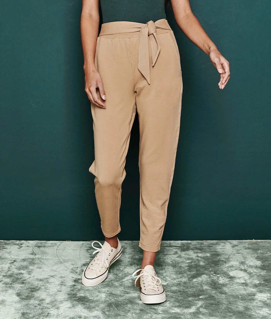 The Softest French Terry Tie-Waist Pant - Fawn 3 The Softest French Terry Tie-Waist Pant - Fawn - Image 3