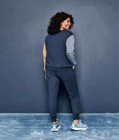 The Softest French Terry Relaxed Colorblock Crew - Midnight & Slate & Toffee -Cheap Sunset Bikini Store 3 ModelFullBody 0ef32c98 2af1 43c7 980d de746400880e