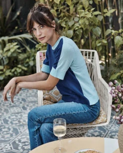 The Colorblock Crew Short Sleeve Sweater - Deep Sea & Sky 9 The Colorblock Crew Short Sleeve Sweater - Deep Sea & Sky -Cheap Sunset Bikini Store 3 ModelFullBody 1 6c40dead eecd 4b46 86ca f27dc2dcfe39