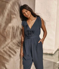 The Going Places Gauze Tie-Shoulder Jumpsuit - Midnight -Cheap Sunset Bikini Store 3 ModelFullBody 2545d469 59b0 412f bf62 015c47744102