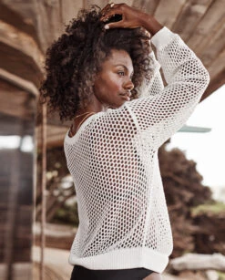 The Fishnet Crewneck Cover-Up - White Sand -Cheap Sunset Bikini Store 3 ModelFullBody 7e7e0f36 f59b 48f7 949f b07ad085fea4