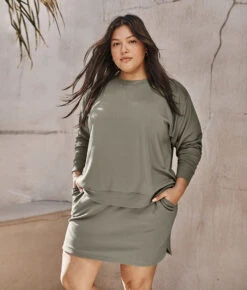 The Softest French Terry Relaxed Crew - Agave -Cheap Sunset Bikini Store 3 ModelFullBody 91f81578 3e38 40b9 a0f0 40d52765de7d