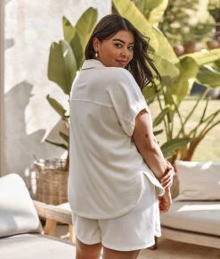 The Towel Terry Button-Down Shirt - White Sand -Cheap Sunset Bikini Store 4 ModelBack 01f61dc1 0046 4029 a365 1821f33e021f