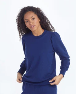 The Softest French Terry Puff Sleeve Pullover - Baltic -Cheap Sunset Bikini Store 4 ModelDetailBack 668b4605 384b 4397 b096 657b00acdd65