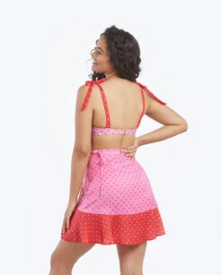 The Short Beach To Brunch Wrap Skirt - Square Dot In Flamingo & Hibiscus -Cheap Sunset Bikini Store 4 ModelDetailBack 8e980827 8d21 419d a079 309e82728cae