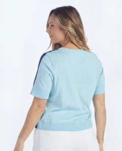 The Colorblock Crew Short Sleeve Sweater - Deep Sea & Sky 12 The Colorblock Crew Short Sleeve Sweater - Deep Sea & Sky -Cheap Sunset Bikini Store 4 ModelDetailBack b9a7a065 f665 4b2a a61a cb1c7632bc1e