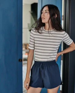 The Softest Ribbed Elbow Sleeve T-Shirt - White Sand & Deep Sea Stripe -Cheap Sunset Bikini Store 4 ModelDetail 823a9f17 d86e 4f35 b7f8 ca1e3967d4fb