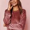 The Plush Velour Relaxed Crew - Rosewood