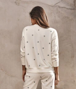 The Softest French Terry Relaxed Crew - White Sand Floral Stitch -Cheap Sunset Bikini Store 4 ModelDetail c645bf2d 4126 4523 9053 db65ea14417b