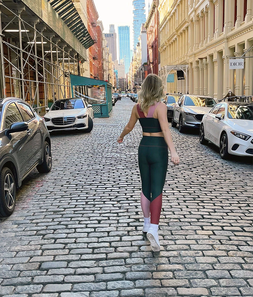 The Colorblock Wide-Strap Sports Bra - Eden & Shell & Rosewood 4 The Colorblock Wide-Strap Sports Bra - Eden & Shell & Rosewood - Image 4