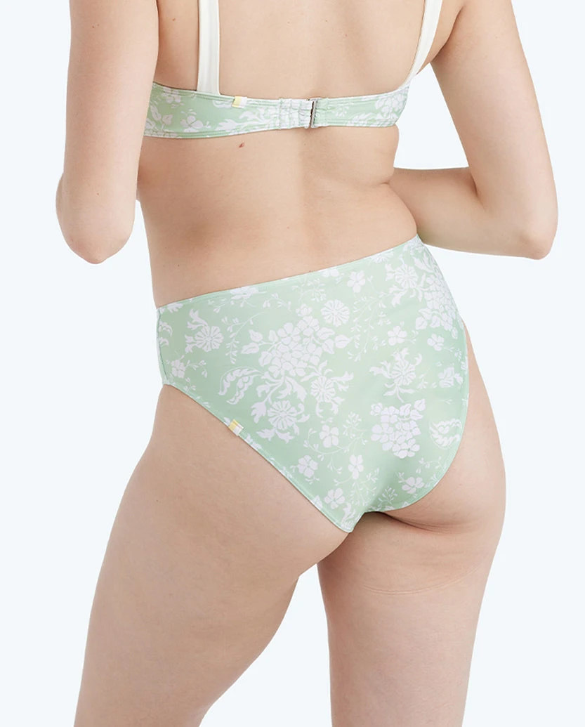 The Limited-Edition High Leg Mid Rise Bikini Bottom - Vintage Floral In Ivy 4 The Limited-Edition High Leg Mid Rise Bikini Bottom - Vintage Floral In Ivy - Image 4