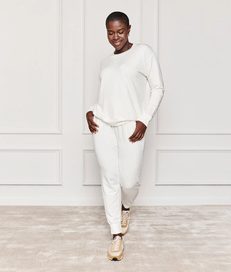 The Softest French Terry Jogger - White Sand 2 The Softest French Terry Jogger - White Sand - Image 2