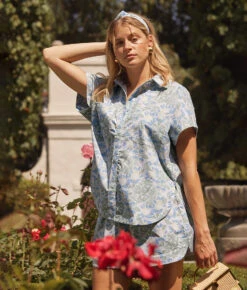 The Poolside Poplin Button-Down Shirt - Secret Garden In Powder Blue & Sage -Cheap Sunset Bikini Store 5 ExtraProductShot 70ec102c 544a 4c5a 87a1 f8e163a722ce