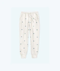 The Softest French Terry Jogger - White Sand Floral Stitch -Cheap Sunset Bikini Store FlatLay17