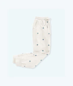 The Softest French Terry Jogger - White Sand Floral Stitch -Cheap Sunset Bikini Store FlatLay18